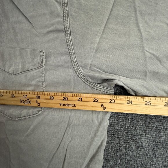 Tommy Bahama Tencel Cotton Button-Down Gray Large Beach Mens Shirt Pocket Adult - Picture 6 of 14
